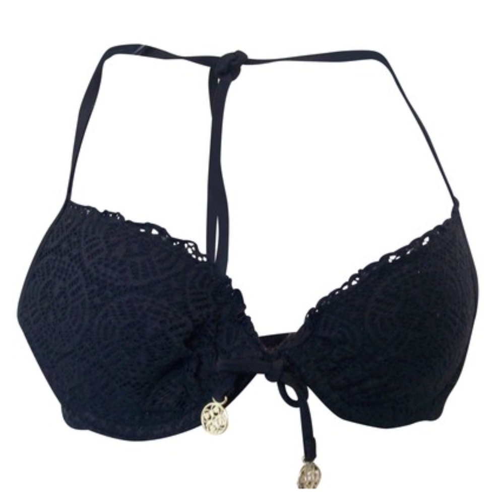 H&M Crochet Detail, 34A Bikini top, Black